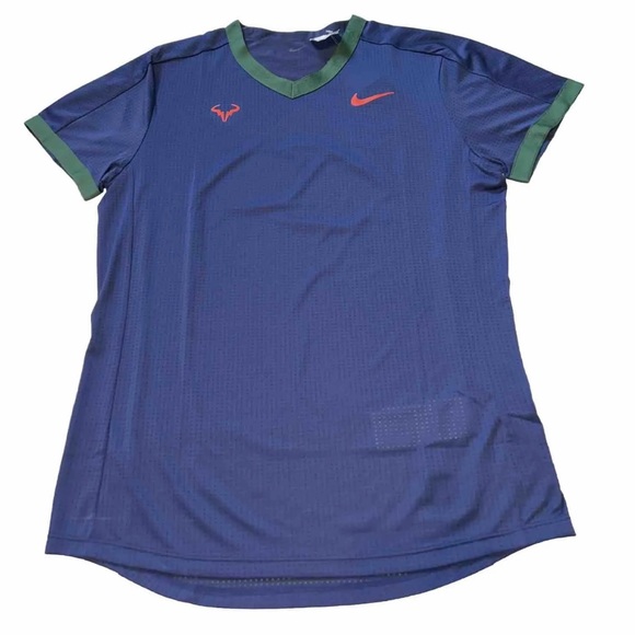 Nike Rafa Nadal Custom Tennis Athlete Match Shirt Custom Size XS Blue